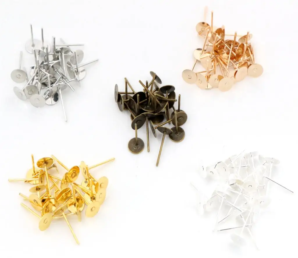 6mm 100pcs/Lot Fashion 5 Colors Plated Stainless Iron Earring Studs blank base Earring Post (with Stopper) Base
6mm 100pcs/Lot Fashion 5 Colors Plated Stainless Iron Earring Studs blank base Earring Post (with Stopper) Base