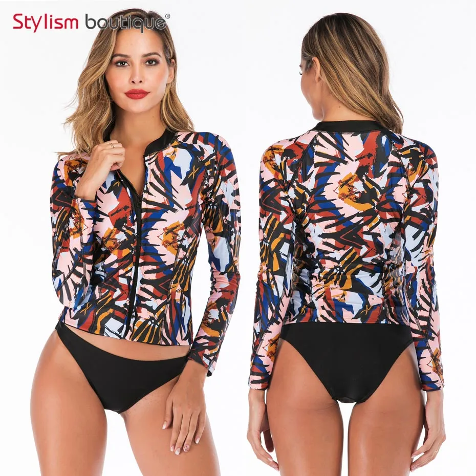 2019 Printed Women Rashguard Long Sleeve Swimsuit Separate Female Swimwear 2 Pieces Swimming Suit Surfing Rash Guard with Bottom 
2019 Printed Women Rashguard Long Sleeve Swimsuit Separate Female Swimwear 2 Pieces Swimming Suit Surfing Rash Guard with Bottom