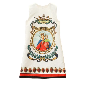 2018 Spring Summer Runway Dress Women's Sleeveless luxurious Diamonds Beading Floral Printing Vintage Jacquard Party Short Dres 
2018 Spring Summer Runway Dress Women's Sleeveless luxurious Diamonds Beading Floral Printing Vintage Jacquard Party Short Dres