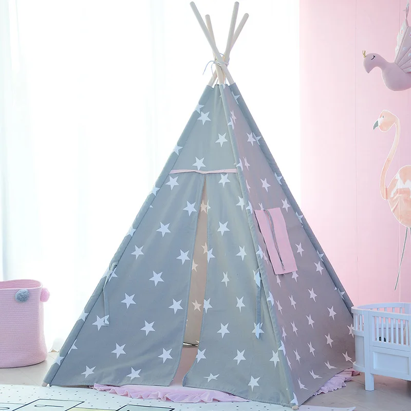 Cotton Crepe Kids Teepee Tent Baby Tipi Children Room Wigwam Game Play House Girl Boy Toys for Child Products 4 Poles Photo
Cotton Crepe Kids Teepee Tent Baby Tipi Children Room Wigwam Game Play House Girl Boy Toys for Child Products 4 Poles Photo
