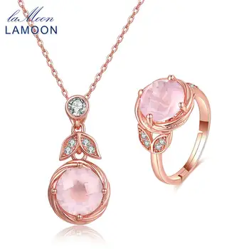 LAMOON classic flower 100% Natural Pink Rose Quartz 925 Sterling Silver Jewelry sets Drop Earrings S925 V023-3
LAMOON classic flower 100% Natural Pink Rose Quartz 925 Sterling Silver Jewelry sets Drop Earrings S925 V023-3