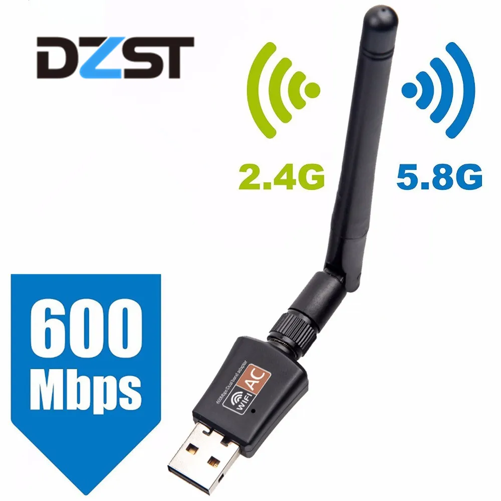 

DZLST Network Cards Wifi Adapter USB Dual Band 600Mbps 5/2.4Ghz LAN Antenna Dongle Wifi for Win 7 8 10 Mac Vista Windows XP