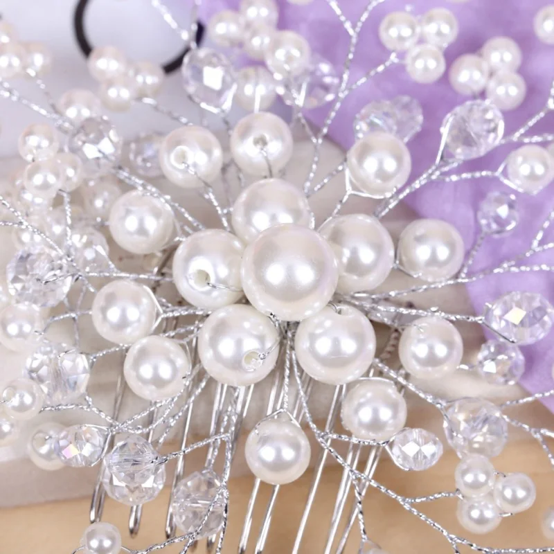 Wedding Hair Accessories Bridesmaid Bridal Hair Accessories Pearl Crystal Tiara Wedding Decoration hair jewelry Fashion Hairpins 4