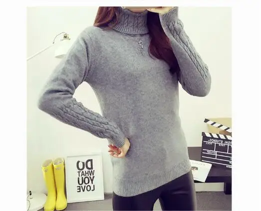 Women Thick Sweater 2018 Autumn New Turtleneck Warm Pullover Female Outwear Slim Fit Long Sleeve FR1108 | Женская одежда