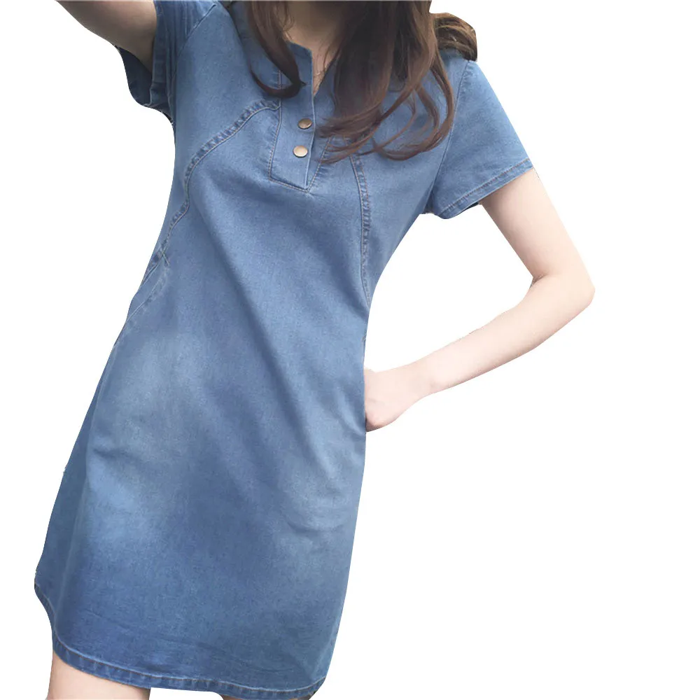 Spring Women Casual Denim Dress Short Sleeve Mini Dresses Slim Female Jeans Dresses Retro Sexy Summer Ladies Dress 5XL
Spring Women Casual Denim Dress Short Sleeve Mini Dresses Slim Female Jeans Dresses Retro Sexy Summer Ladies Dress 5XL