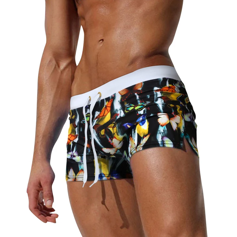 

New 2024 sexy men swim trunk boxer shorts summer beach shorts board men swimwear sunga surfing briefs man swimsuits bathing suit