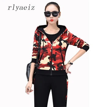 RLYAEIZ Tracksuit Womens Sporting Suit 2017 Autumn Fashion Camouflage Printed Zipper Hoodies + Tshirt + Pants Female 3 Piece Set
RLYAEIZ Tracksuit Womens Sporting Suit 2017 Autumn Fashion Camouflage Printed Zipper Hoodies + Tshirt + Pants Female 3 Piece Set