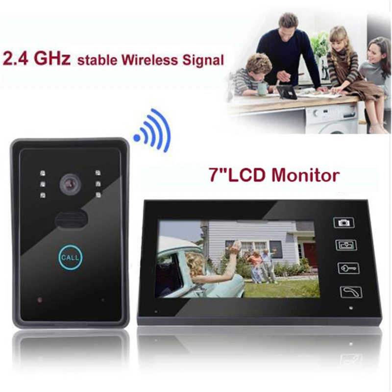 Home Security Monitor 2.4G Wireless Video Door Phone Intercom Doorbell Camera with 7"LCD Monitor Access Control
Home Security Monitor 2.4G Wireless Video Door Phone Intercom Doorbell Camera with 7"LCD Monitor Access Control
