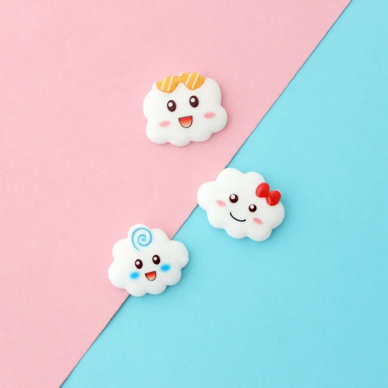 

10Pcs Kawaii Flat Back Resin Cabochon Cartoon Cloud Flatback Resin Cabochons for Bows Accessories DIY Scrapbooking Embellishment