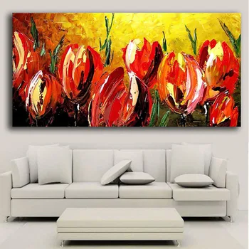 Handpainted Tulips Picture Modern Abstract Oil Painting on Canvas Wall Art Gift for Home Decoration by Artist No Framed JYJ070
Handpainted Tulips Picture Modern Abstract Oil Painting on Canvas Wall Art Gift for Home Decoration by Artist No Framed JYJ070