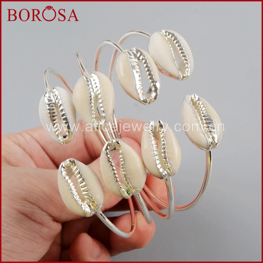 BOROSA Wolesale 5/10PCS Silver Color Double Shell Natural Sea Cowrie Shell Adjustable Bangles Bracelet Jewelry for Women S1283
BOROSA Wolesale 5/10PCS Silver Color Double Shell Natural Sea Cowrie Shell Adjustable Bangles Bracelet Jewelry for Women S1283
