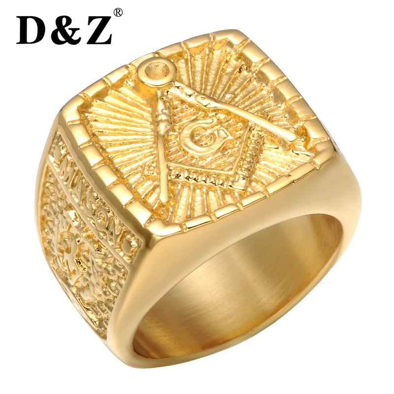 D&Z Vintage Freemasonry Free Masonic Rings of Men Gold Stainless Steel Master Signet Male Masonic Ring Band Punk Jewelry
D&Z Vintage Freemasonry Free Masonic Rings of Men Gold Stainless Steel Master Signet Male Masonic Ring Band Punk Jewelry