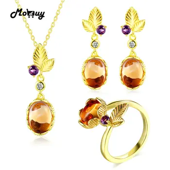 MoBuy Unique Leaf 925 Sterling Silver Jewelry Set Oval Gemstone Citrine 3 Sets Fine Jewelry Yellow Gold Plated For Women V022ENR
MoBuy Unique Leaf 925 Sterling Silver Jewelry Set Oval Gemstone Citrine 3 Sets Fine Jewelry Yellow Gold Plated For Women V022ENR