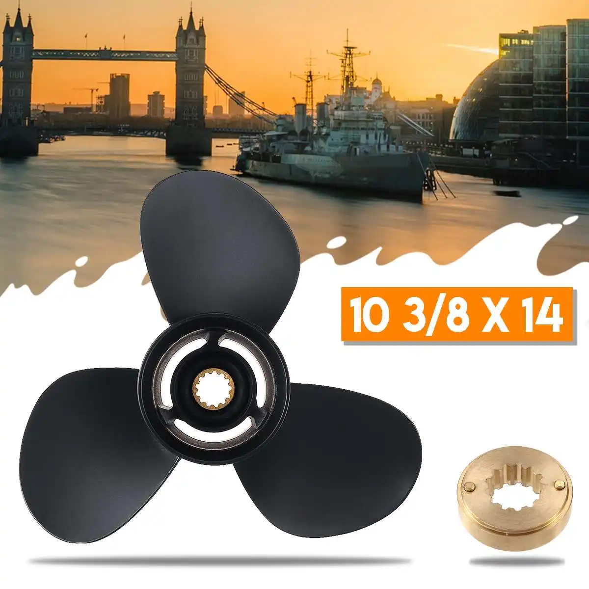10 3/8 x 14 Aluminum Alloy 48-816706A40 Outboard Marine Propeller For Mercury 25-70HP 13 Spline Tooth 3 Blades R / Standard
10 3/8 x 14 Aluminum Alloy 48-816706A40 Outboard Marine Propeller For Mercury 25-70HP 13 Spline Tooth 3 Blades R / Standard