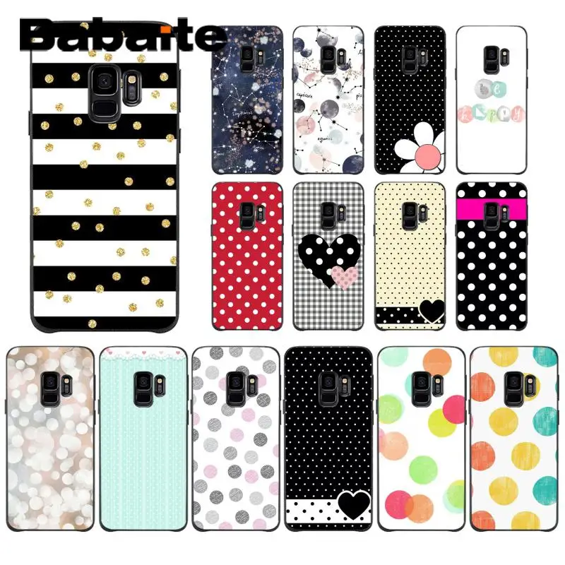 

Babaite Be Happy Polka Dots Newly Arrived Black Phone Case For Samsung GALAXY Note5 Note3 Note4 Note2 Note7 Note8 Note9