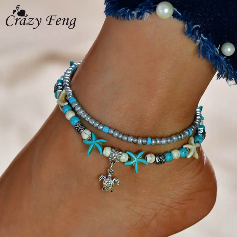 

Bohemia Women Anklet Bracelet on the Leg 2018 Fashion Sandal Foot Jewelry Turtle Ankle Bracelets For Women Leg Chain Enkelbandje