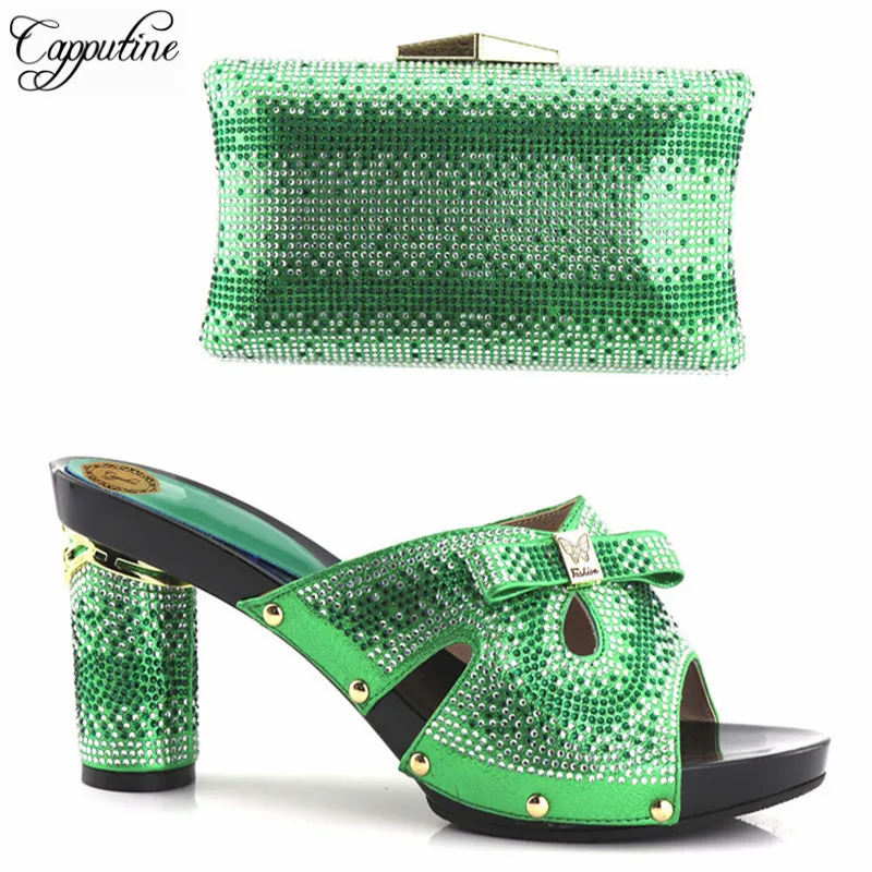 Capputine 2018 Italian Rhinestone Woman Green Color Shoes And Purse Set Fashion High Heels Shoes And Bag Set For Party Dress
Capputine 2018 Italian Rhinestone Woman Green Color Shoes And Purse Set Fashion High Heels Shoes And Bag Set For Party Dress