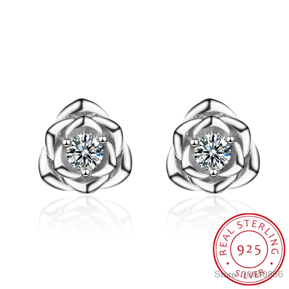 Authentic 925 Sterling Silver Romantic Rose Flower Stud Earrings for Women Fashion Sterling Silver Jewelry BSE012
Authentic 925 Sterling Silver Romantic Rose Flower Stud Earrings for Women Fashion Sterling Silver Jewelry BSE012