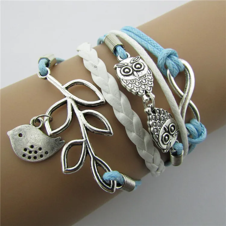Gnova Old Fashion Women White Leather Cord Bracelet Owl Dove Leaf Charm Paracord For Teen Girls
Gnova Old Fashion Women White Leather Cord Bracelet Owl Dove Leaf Charm Paracord For Teen Girls