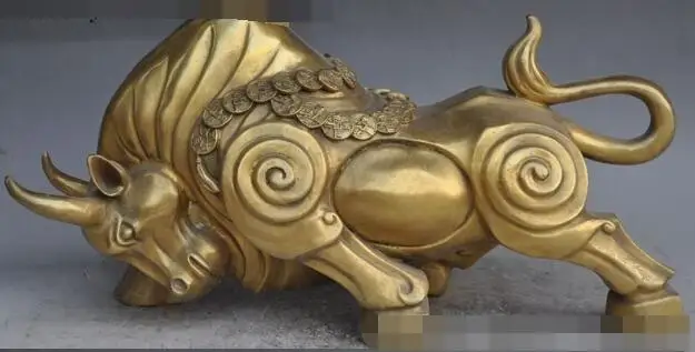 S00381 19" lucky chinese fengshui brass wealth money coin Ox bull Cattle Bovine statue (B0413)
S00381 19" lucky chinese fengshui brass wealth money coin Ox bull Cattle Bovine statue (B0413)