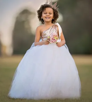 Sparkly Sequins One Shoulder 2017 Flower Girl Dresses for Wedding Puffy Tulle Sequins Girls First Communion Dress Custom Size
Sparkly Sequins One Shoulder 2017 Flower Girl Dresses for Wedding Puffy Tulle Sequins Girls First Communion Dress Custom Size