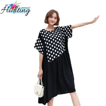 Summer Dress Fashion Fake two pieces Art Large Size Black Dress Loose Medium Long Short Sleeve Plus size Wave point Dress WIN849
Summer Dress Fashion Fake two pieces Art Large Size Black Dress Loose Medium Long Short Sleeve Plus size Wave point Dress WIN849