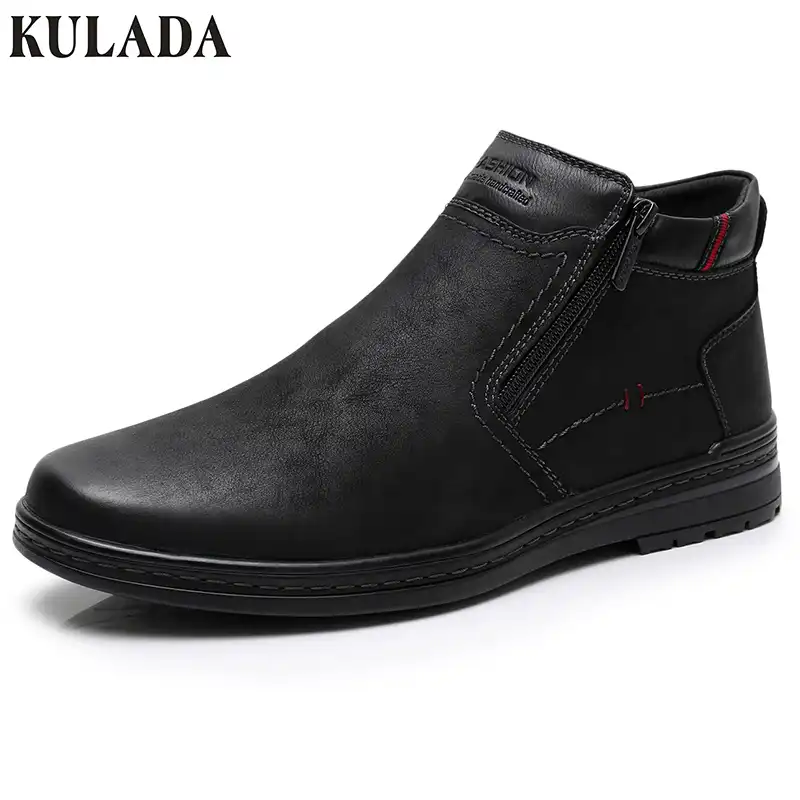 mens casual boots with zipper