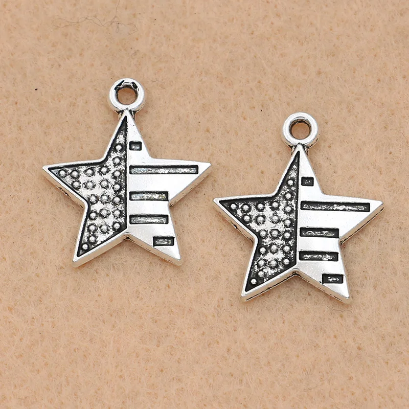 Tibetan Silver Plated USA Flag Star Charm Pendants for Jewelry Making Bracelet Handmade Jewelry DIY Accessories 20mm
Tibetan Silver Plated USA Flag Star Charm Pendants for Jewelry Making Bracelet Handmade Jewelry DIY Accessories 20mm