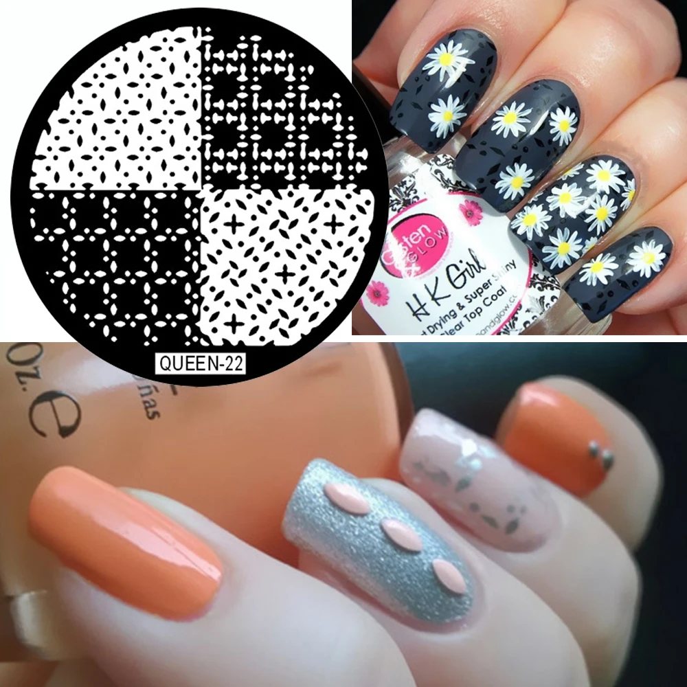 Модные трафареты для маникюрного принтера в Королевском Стиле|stamp stencil|nail stamp