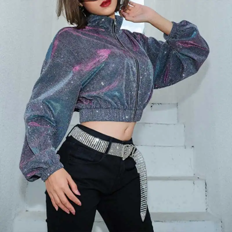 2019 Spring women metallic jacket silver long sleeve high collar shiny windbreaker outerwear fashion hipster sexy club crop tops
2019 Spring women metallic jacket silver long sleeve high collar shiny windbreaker outerwear fashion hipster sexy club crop tops
