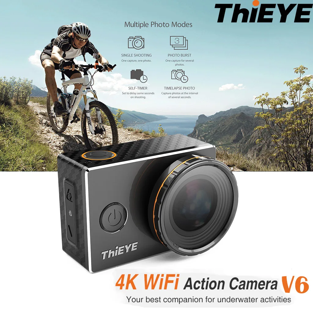 

ThiEYE 4K WiFi Sports Action Camera Waterproof Sports Video Camcorder with Replaceable UV and CPL Filters 170 Wide Angle 197FT