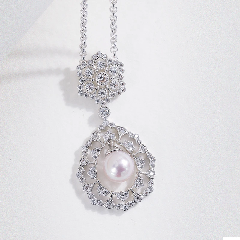 Sterling Silver Jewelry Antique Palace Hollow Pendant Necklces With Pearl For Women
Sterling Silver Jewelry Antique Palace Hollow Pendant Necklces With Pearl For Women