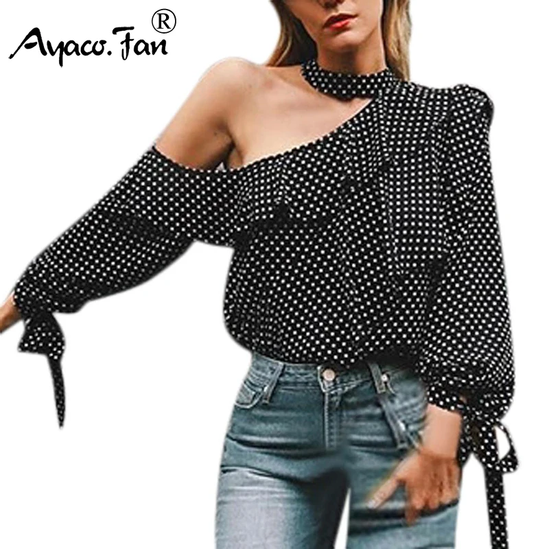 Elegant Business Office Blouse 2019 Summer New Women One-Shoulder Halter Polka Dot Blouse Tops Tees Lantern Sleeve Chiffon Shirt
Elegant Business Office Blouse 2019 Summer New Women One-Shoulder Halter Polka Dot Blouse Tops Tees Lantern Sleeve Chiffon Shirt