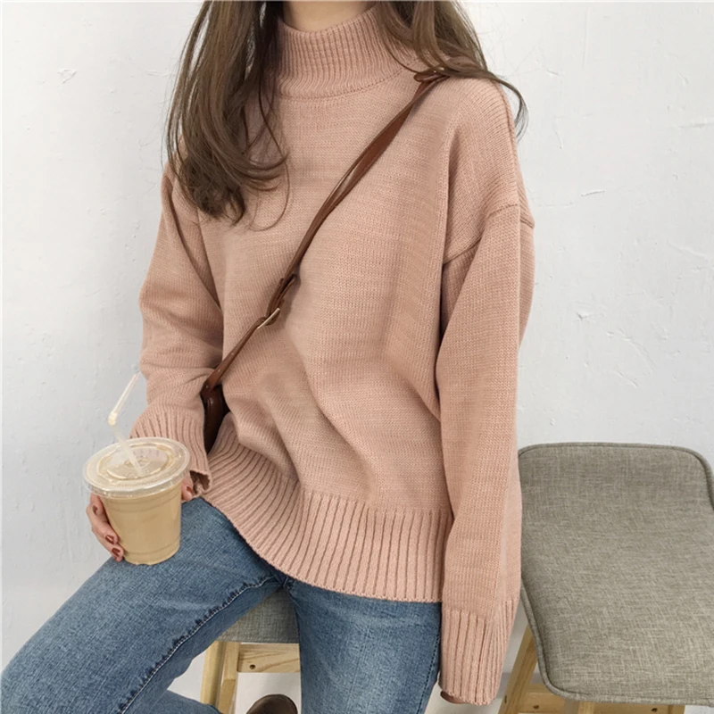Korean Harajuku Solid Color Autumn Winter Sweaters Women Casual Half Turtleneck Drop Shoulder Pullovers Student Basic Sweater
Korean Harajuku Solid Color Autumn Winter Sweaters Women Casual Half Turtleneck Drop Shoulder Pullovers Student Basic Sweater
