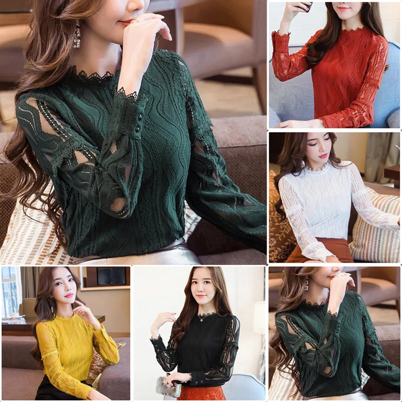 Women Blouse Shirt Solid Color Long Sleeve Lace Women's Clothing Fashion Hollow Out Female Tops Plus Size 4XL
Women Blouse Shirt Solid Color Long Sleeve Lace Women's Clothing Fashion Hollow Out Female Tops Plus Size 4XL