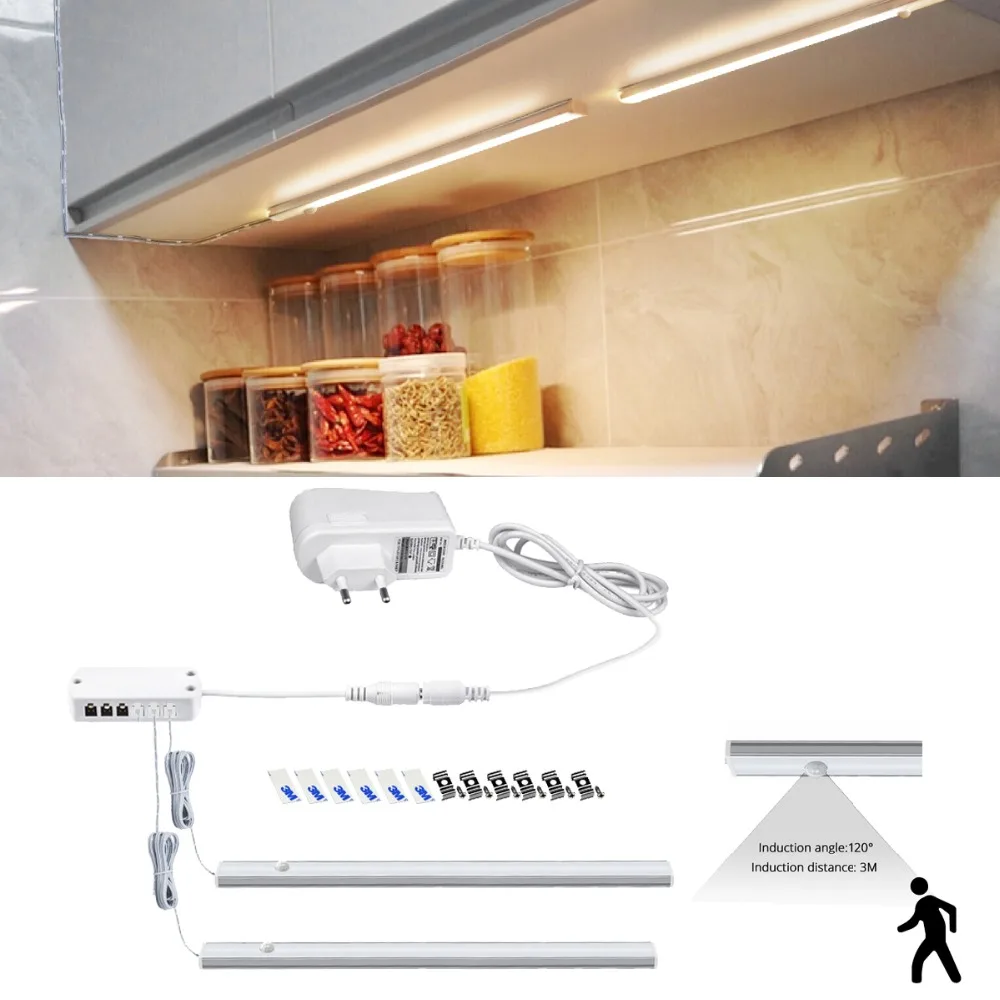 2PCS PIR Motion Sensor LED Light Tube + 1 Power Supply EU Plug 220V To 12V Kitchen Cabinet Wardrobe Accessories Closet Lamp
2PCS PIR Motion Sensor LED Light Tube + 1 Power Supply EU Plug 220V To 12V Kitchen Cabinet Wardrobe Accessories Closet Lamp