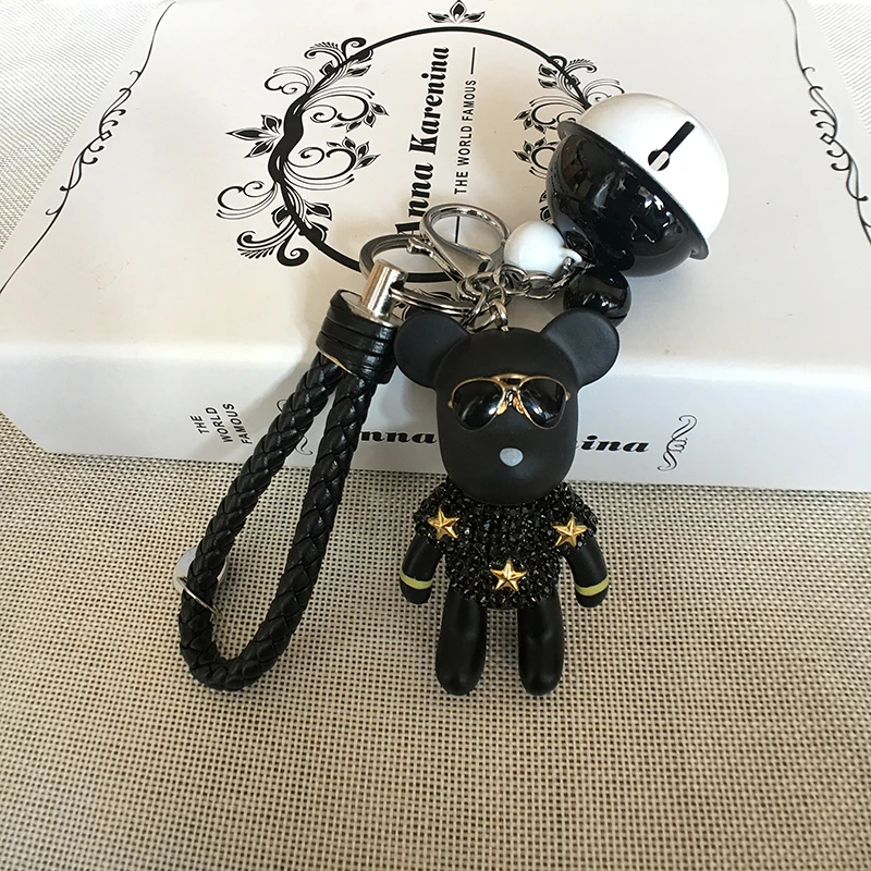 Fashion Leather Wrist Rope Key Chain Metal Bell Keyring Handmade DIY Craft Cartoon Rhinestones Bear Keychain Bag Charm Pendant
Fashion Leather Wrist Rope Key Chain Metal Bell Keyring Handmade DIY Craft Cartoon Rhinestones Bear Keychain Bag Charm Pendant