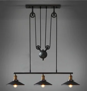 

Vintage Pendant Lights Fixtures Loft Style Hanglamp Pulley Retro Lamp Black Metal Industrial Lighting Bedroom Dining Room Bar