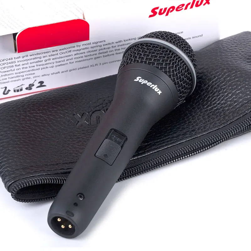 Top Quality Superlux TOP248S handheld Vocal Microphone for on stage performance unidirectional dynamic mic With switch
Top Quality Superlux TOP248S handheld Vocal Microphone for on stage performance unidirectional dynamic mic With switch