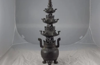 China Temple Old Pure Copper Bronze pavilion Tower pagoda incense burner Censer
China Temple Old Pure Copper Bronze pavilion Tower pagoda incense burner Censer