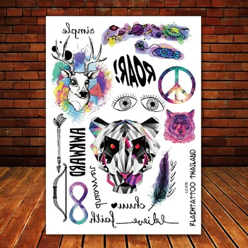 Big Black tatuagem Taty Body Art Temporary Tattoo Stickers Colored Deer Bear Magic Tiger Pande Head Glitter Tatoo Sticker
Big Black tatuagem Taty Body Art Temporary Tattoo Stickers Colored Deer Bear Magic Tiger Pande Head Glitter Tatoo Sticker
