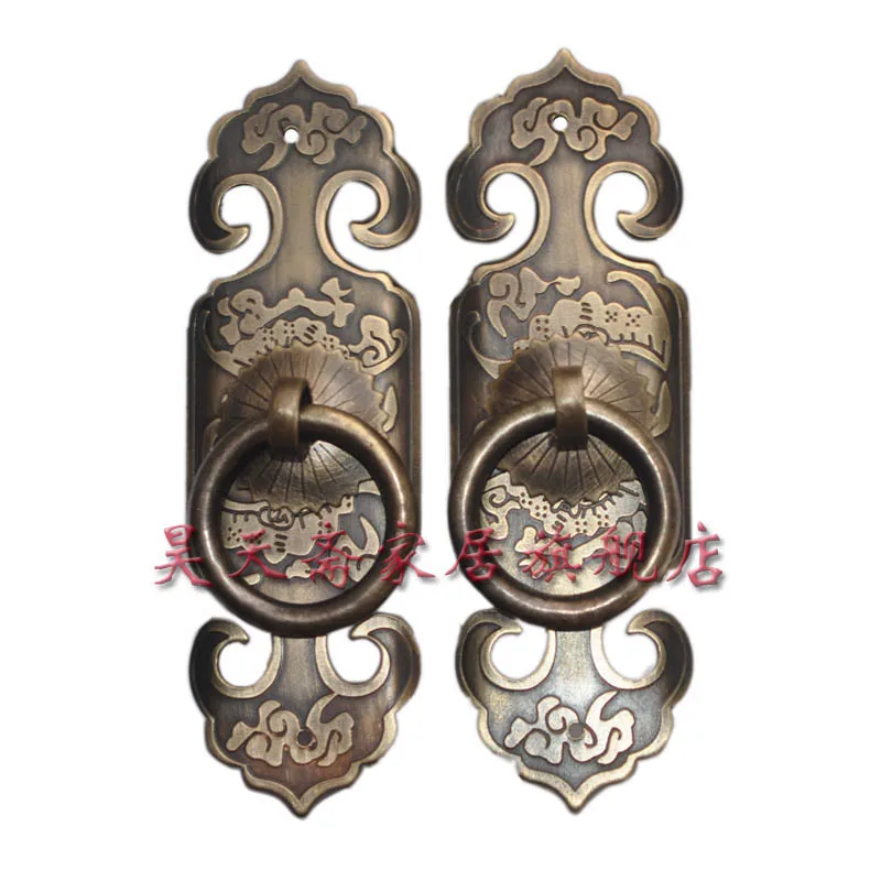 

[Haotian vegetarian] bronze Chinese antique Ming and Qing furniture, copper fittings straight door handle HTC-094