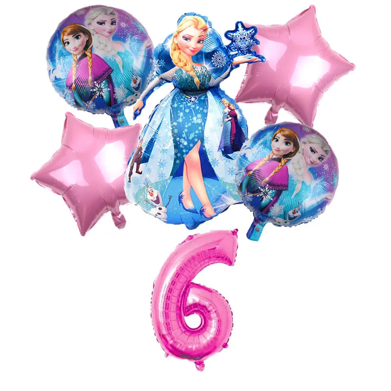 

6pcs Birthday Elsa Anna Princess Balloons Birthday Party Decoration 30 Inch Number Balloons Set High Quality