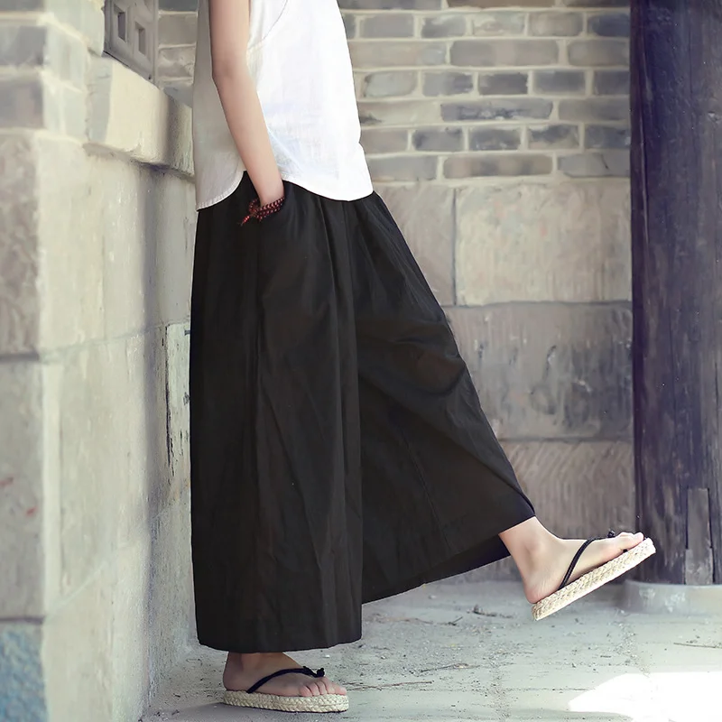 OriGoods Summer Pants Skirt Women Solid White Black Red Wide leg Pants Cotton Elastic waist Skirt Pants Cute Cool Trousers C120
OriGoods Summer Pants Skirt Women Solid White Black Red Wide leg Pants Cotton Elastic waist Skirt Pants Cute Cool Trousers C120