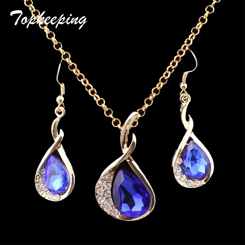 Topkeeping Brand 2018 New Fashion Women Zircon Necklace Earrings Elegant Luxury Design Gold Color Filled Water Drop Jewelry Sets
Topkeeping Brand 2018 New Fashion Women Zircon Necklace Earrings Elegant Luxury Design Gold Color Filled Water Drop Jewelry Sets