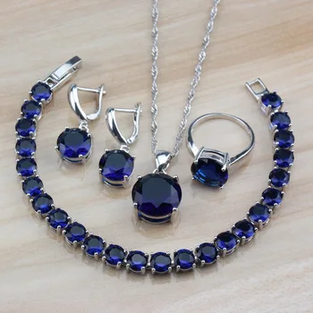 Silver Color With Natural Stones CZ Round Blue Jewelry Sets For Women Costume Accessories And Free Jewelry Box
Silver Color With Natural Stones CZ Round Blue Jewelry Sets For Women Costume Accessories And Free Jewelry Box