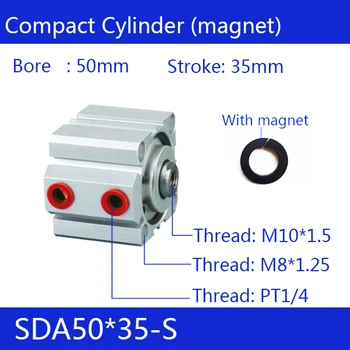 SDA50*35-S 50mm Bore 35mm Stroke Compact Air Cylinders SDA50X35-S Dual Action Air Pneumatic Cylinder
SDA50*35-S 50mm Bore 35mm Stroke Compact Air Cylinders SDA50X35-S Dual Action Air Pneumatic Cylinder