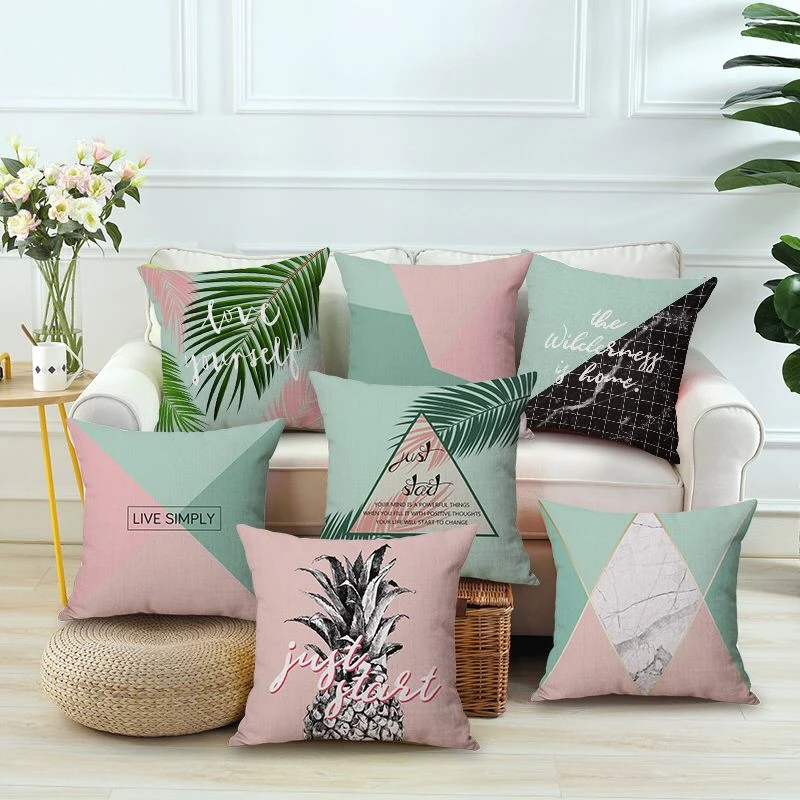 Drop Ship Leaf Geometre Lines Pineapple Gel Green Pink Leaves Square Shape Empty Cushion For Armchairs Sofas Fundas De Cojines
Drop Ship Leaf Geometre Lines Pineapple Gel Green Pink Leaves Square Shape Empty Cushion For Armchairs Sofas Fundas De Cojines
