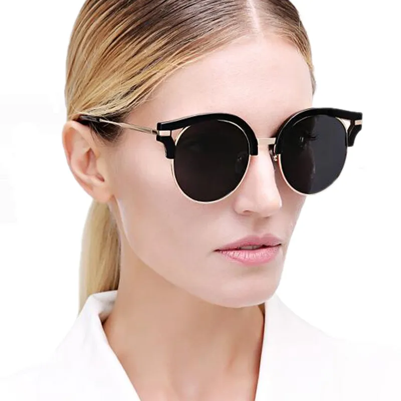 Parzin 9812 Women's Vintage Polarized Sunglasses w/ Case Black