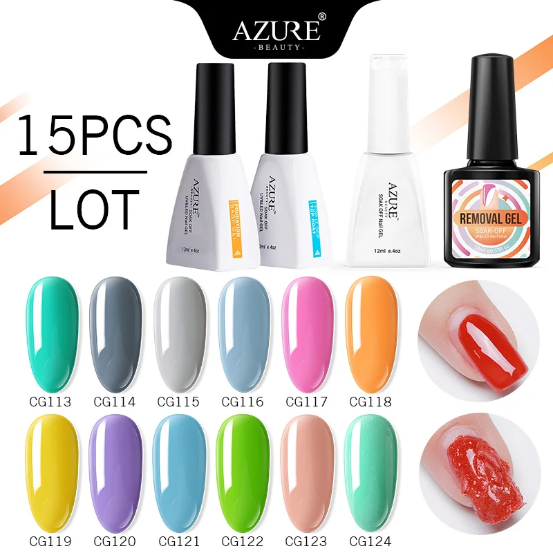 Azure Beauty 15Pcs/Lot Semi Permanent Led Nail Gel Polish Long Lasting Foundation Base Top Coat Nail Art Kits Burst Remover Gel
Azure Beauty 15Pcs/Lot Semi Permanent Led Nail Gel Polish Long Lasting Foundation Base Top Coat Nail Art Kits Burst Remover Gel